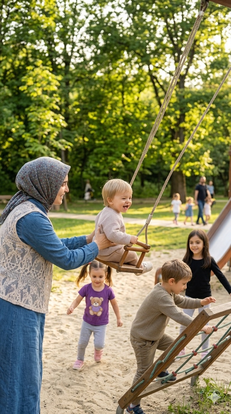 Emine — 4 çocuk annesi, parkta aile anı